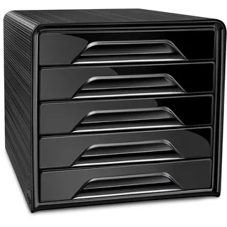CEP Schubladenbox Smoove schwarz 107111011, DIN A4 mit 5 Schubladen