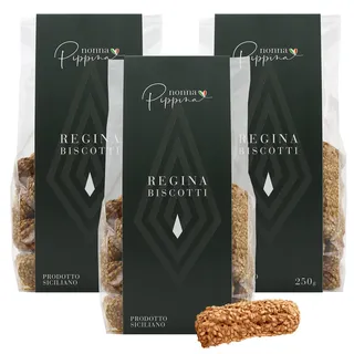 Nonna Pippina Regina Biscotti 3X 250g, Sizilianisches Gebäck mit Sesam, traditionell handgemachtes Gebäck, 750g