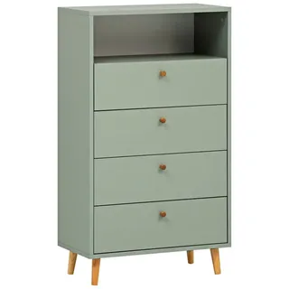 Lomadox Highboard BELFORT-80, in Pistaziengrün, 4 Schubladen, skandinavisch, 60 cm breit grün