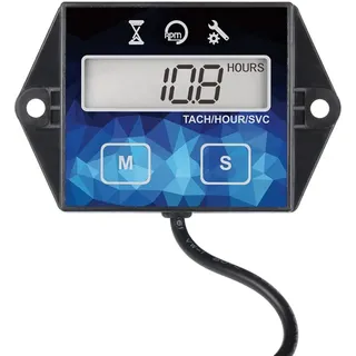 Kleine Digitale Motordrehzahlmesser Betriebsstundenzähler Spurweite Ölwechsel Induktive Betriebsstundenzähler für Boot Rasenmäher Motorrad Außenborder Schneemobil Kettensägen