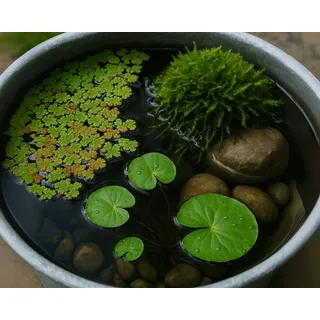 Miniteich Pflanzen Set | Komplettset mit Froschbiss, Azolla Schwimmfarn & Teichmoos für Miniteiche, Kübel & Wasserschalen | Natürliche Algenkontrolle, Sauerstoffspender, Biofilter & Schutz