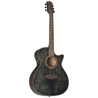Red Hill Westerngitarre Grand Western Vintage Black - Grand-Auditorium mit Cutaway, Sapele-Korpus, Mahagonihals, Walnussgriffbrett, Tonabnehmer, 650mm Mensur, 43mm Sattel, Matt-Finish