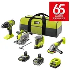 Ryobi ONE+ Maschinen-Set Combo Kit R18CK4G-252S  (18 V, 2 Akkus, 2 Ah - 5 Ah, 8 -tlg.)