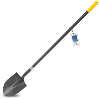 blizz-z Titan-Spatenschaufel mit Fiberglasstiel (gummierter Endgriff) + Wellenschliff-Schaufel in Profiqualität | Gartenspaten, Bauspaten, titangehärtet, vormontiert