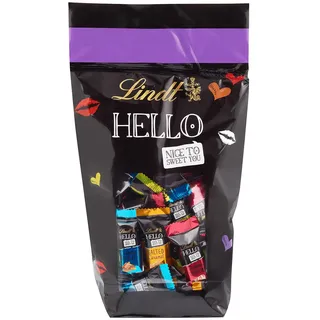 Lindt Hello Mini Stick Mix Beutel, 4 Sorten gefüllte Alpenvollmilch, Geschenk, Schokolade, 600 g