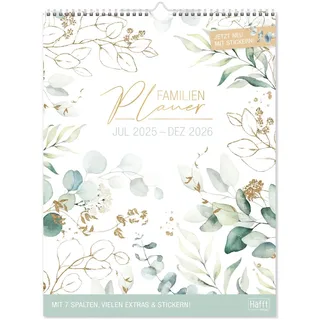 Häfft Familienplaner XXL 25/26 Wand-Kalender 7-spaltig 18 Monate [Blattgold]