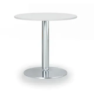 Runder Konferenztisch ZEUS II, Durchmesser 60 cm, verchromtes Metallgestell, weiß