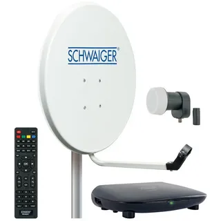 Schwaiger SAT5140HD SAT-Antenne (55 cm, Stahl, Single LNB, hellgrau) grau