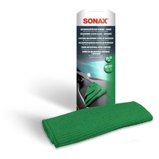 SONAX MicrofaserTuch Scheibe+Innen (1 Stück) hochwertig, saugfähig & fusselfrei zur Streifen- & fusselfreien Reinigung von Glas, Spiegel, Display & Kunststoffoberflächen | Art-Nr. 04984000