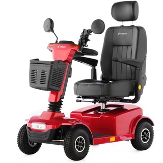 Veleco Jumpy Komfort 4 Rad Seniorenmobil Mit Straßenzulassung, Vollfederung, Led-beleuchtung, Sicher Und Robust Elektromobil (Rot))