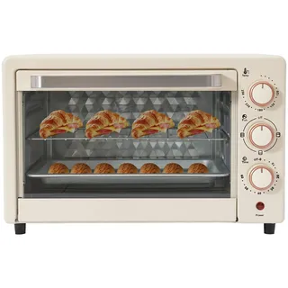 22 L Minibackofen, Klein mini Backofen mit Grillpfanne & Grillrost, 1000 W, 60Mins Timer, Pizza-Ofen, 120-250 °C, Elektrobackofen für Familien, Partys, Grillpartys, Snackbars, Desserts