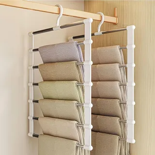2 Stück Hosenbügel, Faltbare Kleiderbügel Hosenbügel, Bügel für Hosen, Kleiderbügel-Hosen 6 Etagen Kleiderbügel Hosen,Platzsparende Kleiderbügel für Hosen, Handtücher, Röcke, Jeans, Schals