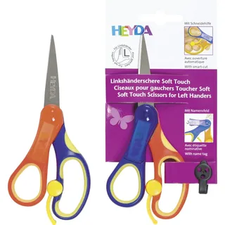 Brunnen Heyda 2048078 Kinderschere Soft-Touch 13,5 cm mit Soft-Touch-Einlage spitz für Linkshänder)