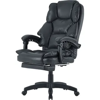 Trisens Bürostuhl Leder Schwarz