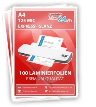 Laminierfolien A4, 2 x 125 Mic, glänzend, EXPRESS