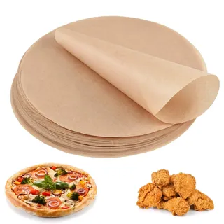 200 Stück Backpapier Rund, Ø30cm Runde Antihaft-Backpapier, Airfryer Backpapier, Rundes BBQ Papier Hitzebeständig Dauerbackfolie Rund für Pfannen Backen BBQ Pizza Kuchen Luftfritteuse (Braun)