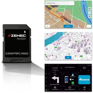 ZENEC Z-EMAP76PC-NNG3 – Micro SDXC-Karte mit PKW Navigationssoftware für ZENEC Infotainer Z-E3776, Z-N1000, Z-N975 und Z-N976, 3-D Karten für Europa, TMC