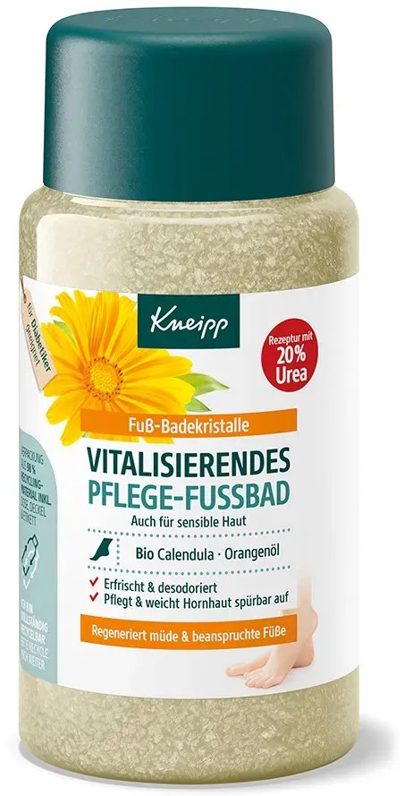 Kneipp Fussbadekristalle Calendula Orangenöl - Mit pflegendem Jojobaöl - Für Diabetiker geeignet - vegan