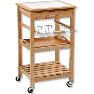 KESPER Küchenwagen natur Holz B/H/T: ca. 49x81x38 cm Braun, Weiß