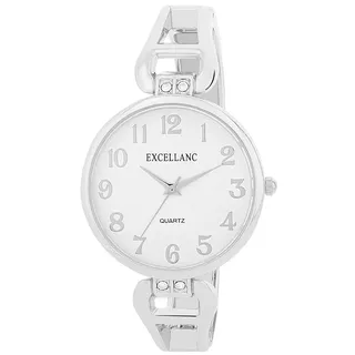 Excellanc Damen-Spangenuhr Armreif-Metallarmband lesbare Ziffern Analog Länge 15 cm Quarz-Armbanduhr Geschenkidee für Frauen (Silber)