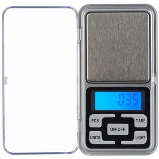 Relaxdays Digitale Feinwaage, bis 200 g, 0,01 g Schritte, Tara- & Zählfunktion, kalibrierbar, Mini Taschenwaage, silber