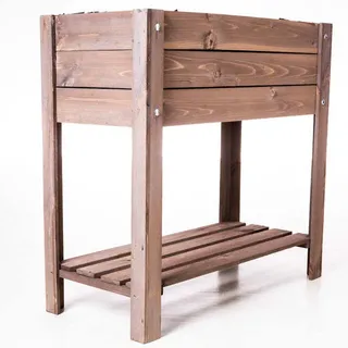 DEKO VERTRIEB BAYERN Jet-Line® | Hochbeet Gertrud Dunkelbraun mit Ablage | Pflanzbeet 80,5x40x78,5 cm | Kräuter | Blumenbeet | Garten | Terrasse | Balkon