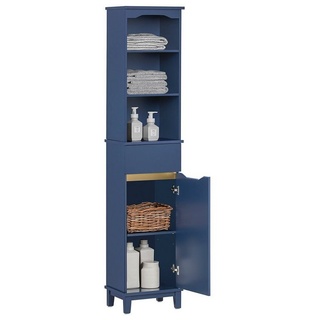 SoBuy BZR112-B Hochschrank Badezimmer Schrank Badschrank schmal Badregal Badezimmerschrank Badezimmermöbel Blau bht ca. 35x170x30cm