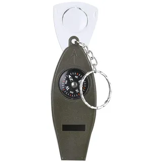 Alvinlite Survival Whistle, 4 in 1 Multifunktionspfeife - mit Kompass Thermometer Lupe für Outdoor