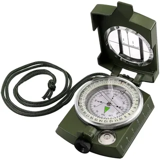 Shiwaki Compass Wasserdichter Navigationskompass Metallvisierkompass mit Fluoreszierendem Design,für Camping Wandern und andere Outdoor-Aktivitäten- Grün