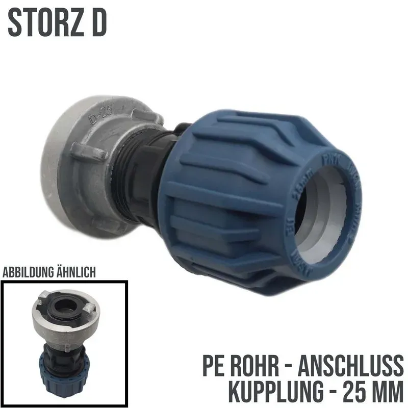 STORZ D DN 25 KA 31 Übergangsstück Adapter -> 25 mm PE Kupplung Rohr Klebeschlau...