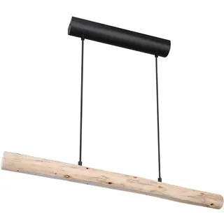 GLOBO Holz Hängeleuchte Pendelleuchte Holz lang Holzlampe hängend Lampe Natur Maserung schwarz-matt, 1x LED 15W 1062Lm warmweiß, L 80 cm