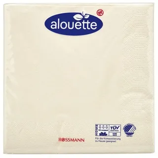 Alouette 30 Servietten 3-lagig 33x33 cm creme gold, 33x33 cm