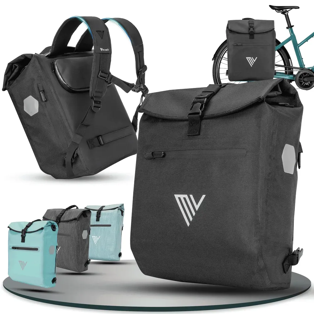 Fahrradtasche mit Rucksackfunktion "LINO" - Schwarz-Reflektierend - 3 in 1 Fahrradtaschen,Neu,Neu von Mivelo,oft gekauft