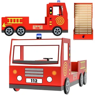 DEUBA Kinderbett Feuerwehrbett 90 x 200 cm MDF lackiert rot