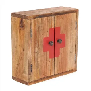 DESIGN DELIGHTS VINTAGE MEDIZINSCHRANK | 35x35x13cm (HxBxT), Recycling Holz | Wandschrank, Wandregal, Medkamentenschrank, Badschrank aus Massivholz, Vintage braun