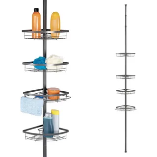 bremermann Teleskop-Duscheckregal, Grau, Metall, 22.5x290x22.5 cm, Badezimmer, Baden & Duschen, Duschablagen