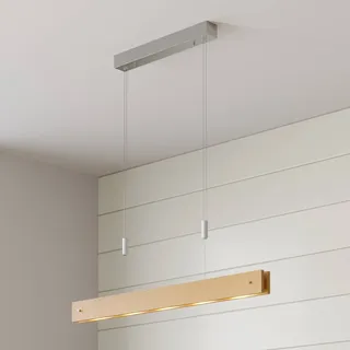 LUCANDE LED-Holz-Pendelleuchte Karinja mit Dimmer, natur