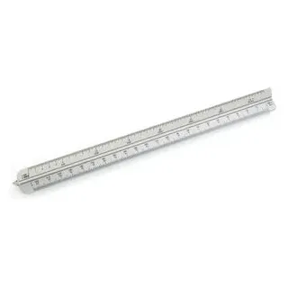 Wedo Dreikantmaßstab 5255101, Aluminium, 30cm, Architekt, Teilung 1:10 bis 1:1250