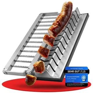 Currywurstschneider für Zuhause manuell Wurstschneider & Currywurst Schneider auch als Bratwurstschneider & Würstchen Schneider Wurstschneidemasc... - Silber