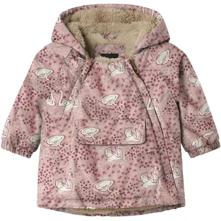 NAME IT Winterjacke mit Kapuze Plüschfutter Schwäne, rosa, 86