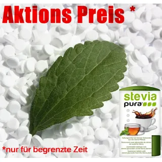 10.000 Stevia Tabs ohne Bitterstoffe Stevia Süßstoff-Tabletten + SPENDER GRATIS