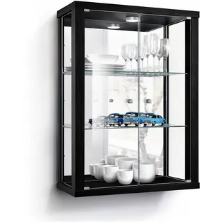 K-Möbel Wandvitrine C1013 80 x 60 x 25 cm Schwarz