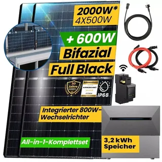 epp.solar All In One 2000W Komplett Steckdose, 4,48 kWh Anker SOLIX Solarbank E1600 PRO mit Smarter Zähler und Balkongeländer Rund