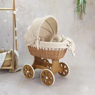 Stubenwagen, Bollerwagen Moseskorb Annabell, Bettbezug in der Farbe Beige