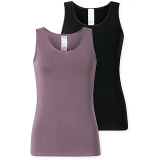 SCHIESSER Unterhemd Modern Multipacks in schwarz, lila | Gr.: 40
