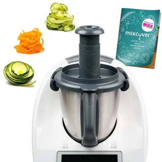mixcover Spiralschneider mit Ebook kompatibel mit Thermomix TM5 TM6 für Gemüsepasta Gemüsenudeln Gemüsehobel gemüsereibe elektrisch GemüseStyler Rezeptheft
