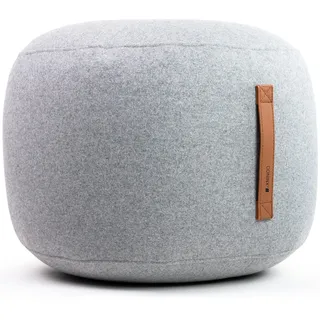 Coninx Pouf Hocker in Hellgrau | 50 cm x 40 cm Woll Pouf grau | Bequemer Sitzhocker oder Fußhocker | Sitzpouf | Hochwertiger Sitzsack Erwachsene und Kinder - Sitzkissen Boden