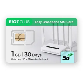 EIOTCLUB Daten-SIM-Karte – Ideal für Mobile WLAN-Hotspots, Router, USB-Sticks, Laptops, Tablets – Kein Vertrag | 5G/4G LTE-Netzwerk | Abdeckung in 33 europäischen Ländern