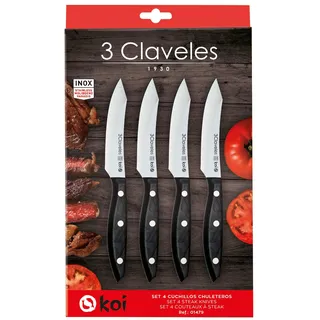 3 Claveles Set 4 Cuchillos CHULETEROS EOS 11.5CM 1483