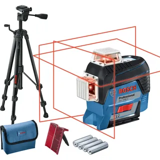 Bosch Linienlaser GLL 3-80 C mit 4 x 1,5 V-LR6 AA1 Akku-Adapter Baustativ BT 150